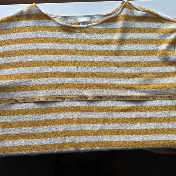 Women’s H&M yellow and white knit, baggy cropped thick striped sweater, SZ XXL - Picture 8 of 11